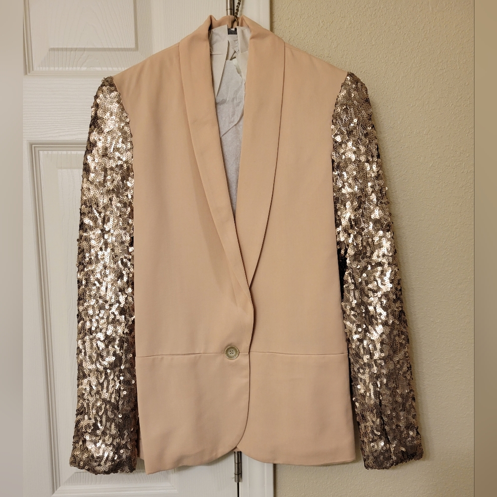Anthropologie, sequin sleeve blazer